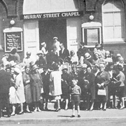 After-church scene at the Murray Street chapel, Hobart, in 1967